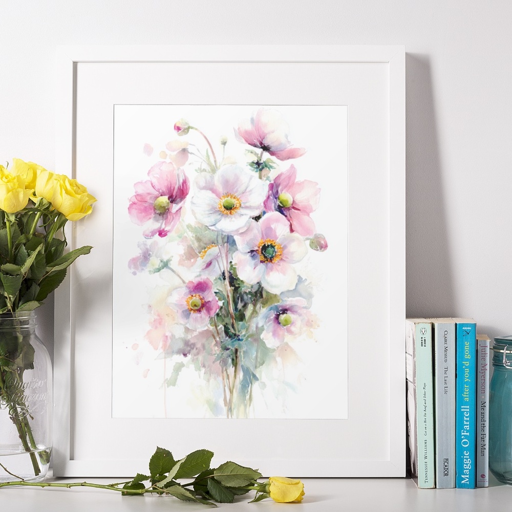 Watercolor Anemone Flowers Wall Art Illustration Print Poster Unframed - Picture 6 of 9